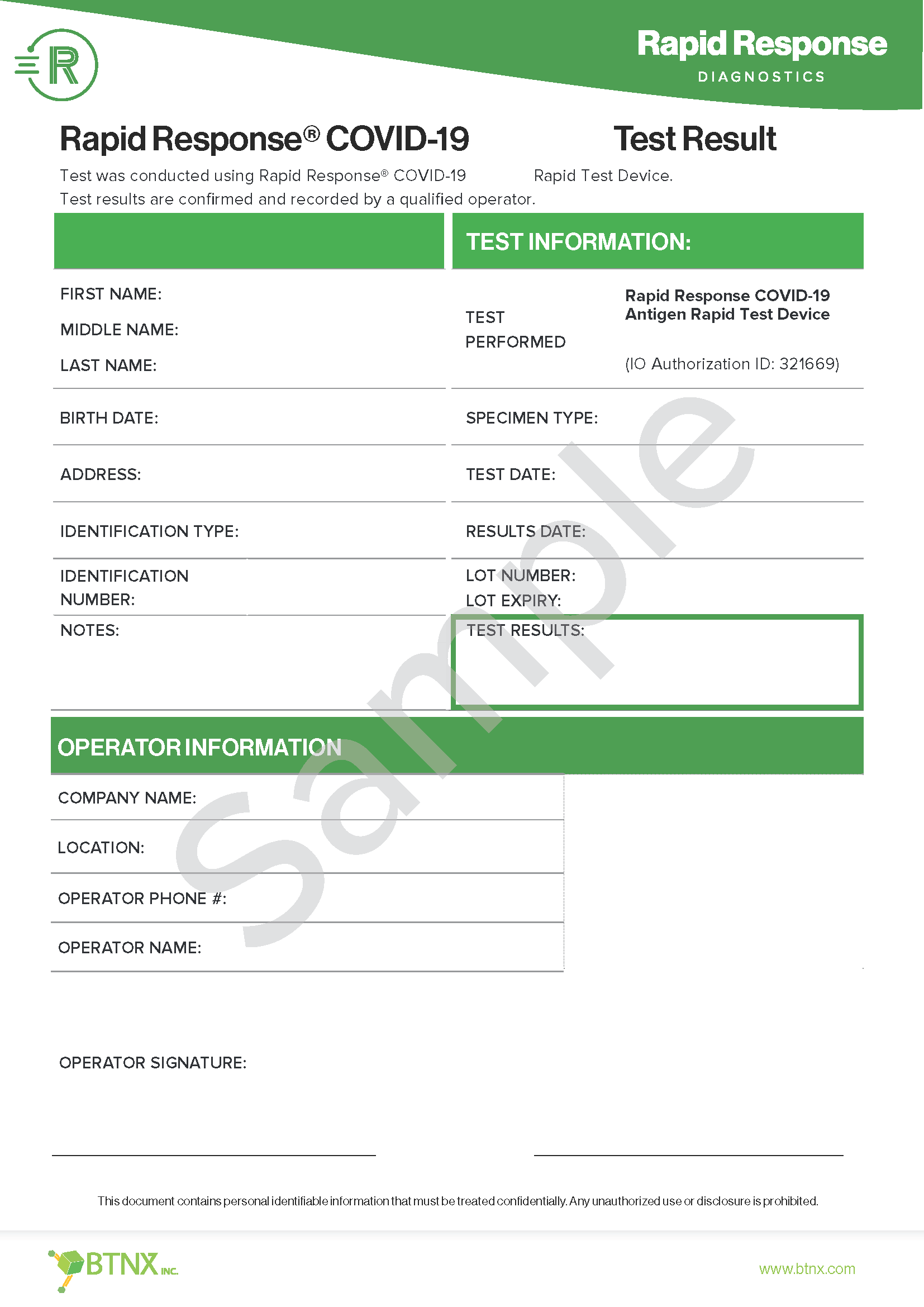 Preview of Post-test Rapid Response COVID-19 Test Certificate
